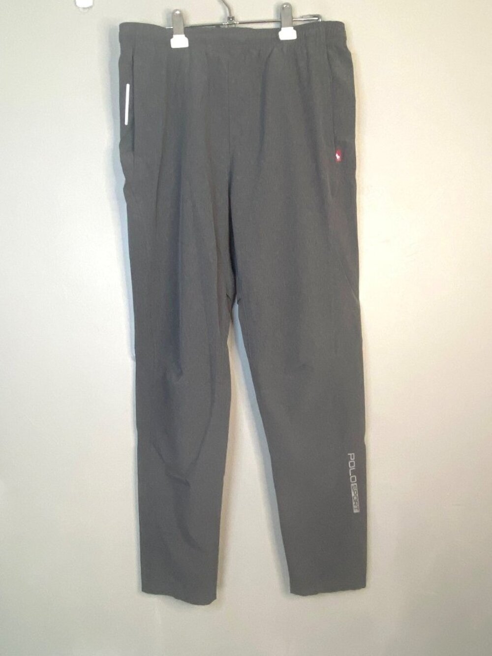 Ralph Lauren Polo Sport Athletic Pants Small Men Gray Red Poly Logo Lightweight